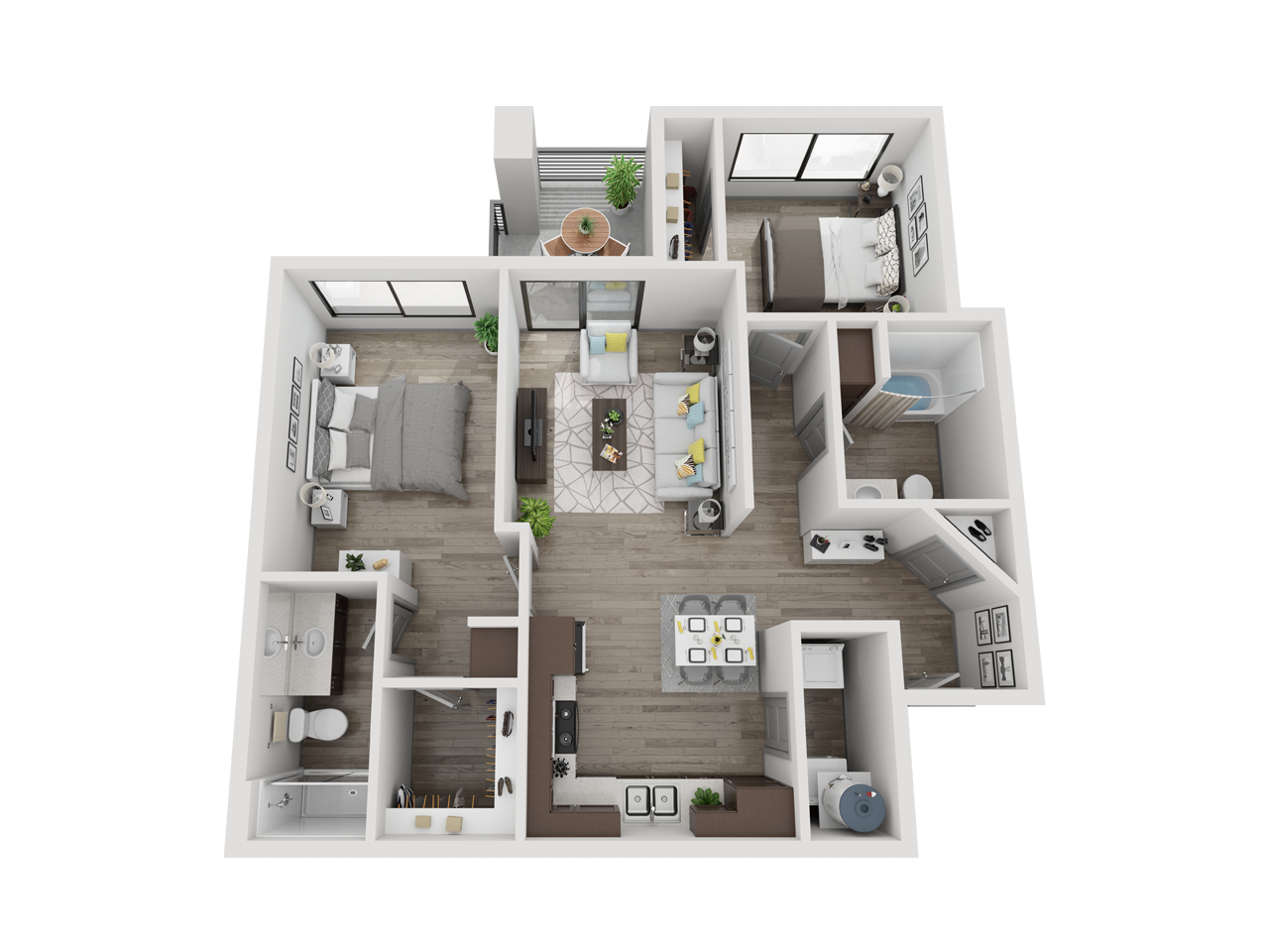 Two bedroom two bathroom floor plan image at Pinon Lofts Apartments in Sedona AZ